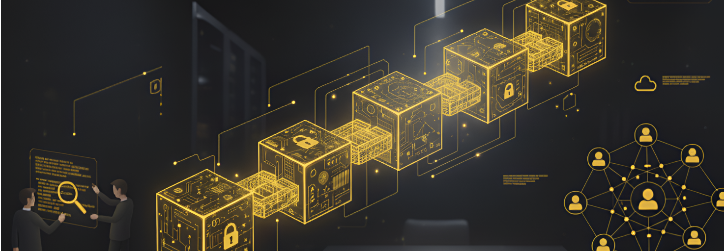 Blockchain and decentralized solutions services illustration